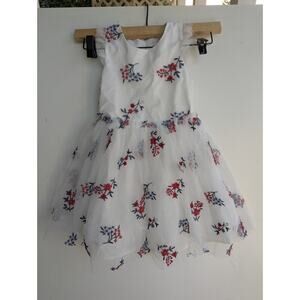 Kenzie‎ Girl Party Dress Red Flowers White Lace Sz 4T